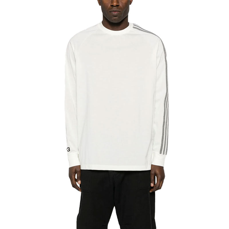 Y-3 MENS 3 STRIPE LONGSLEEVE TEE WHITE/BLACK JM7847