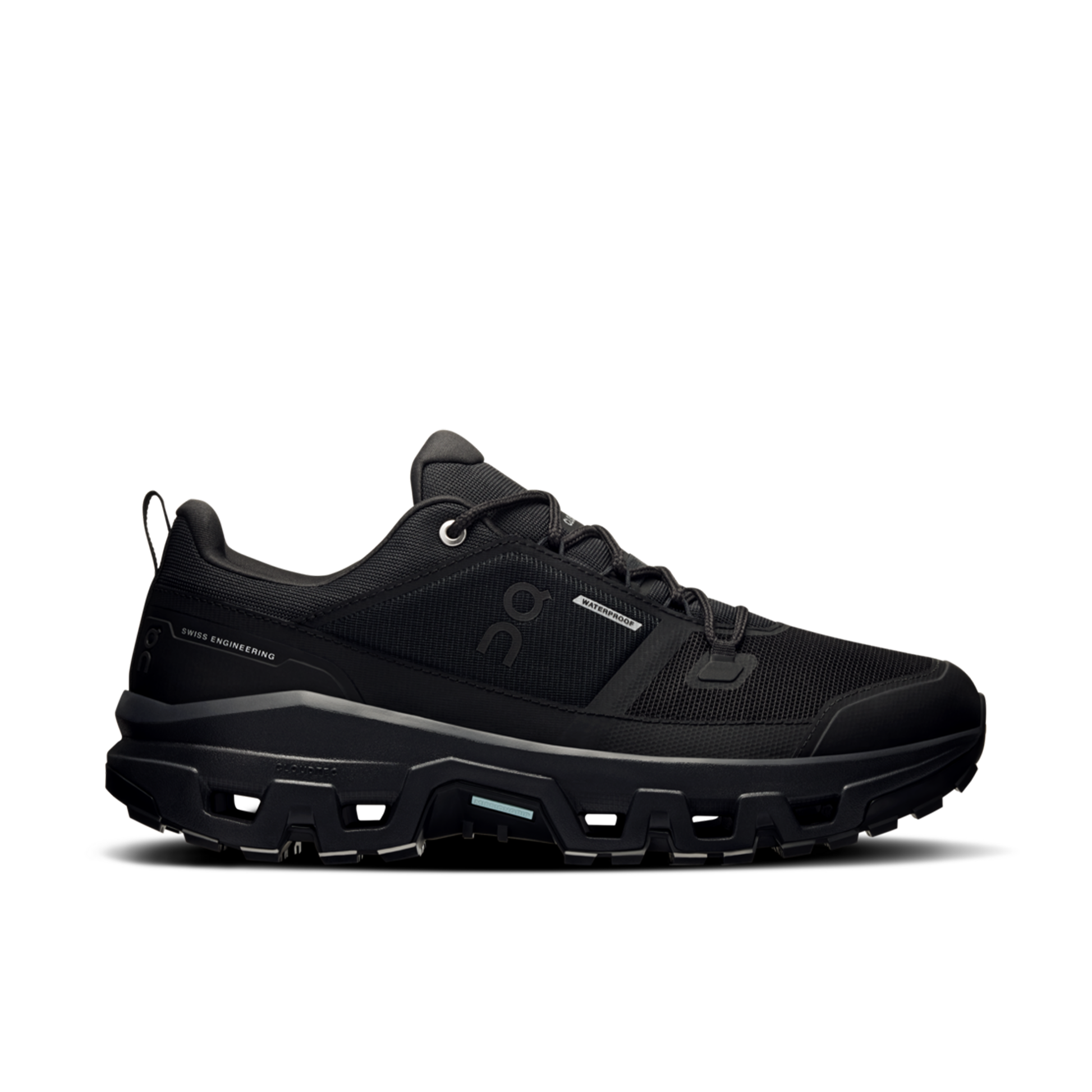 Black athletic shoe on a white background