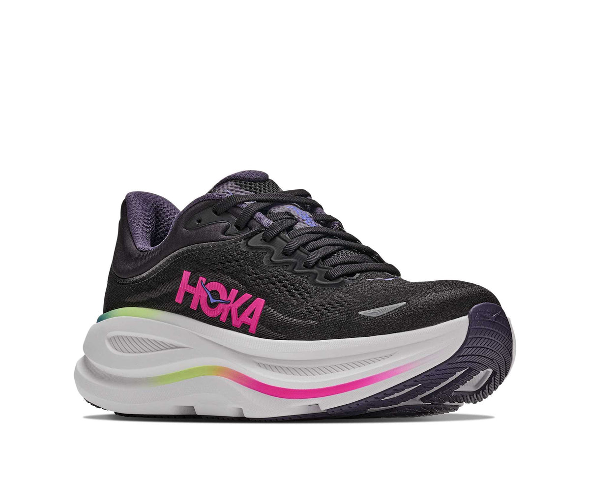 Hoka Bondi 9 Womens Shoes, Black/Neon Dragonfruit, photo 6 of 8