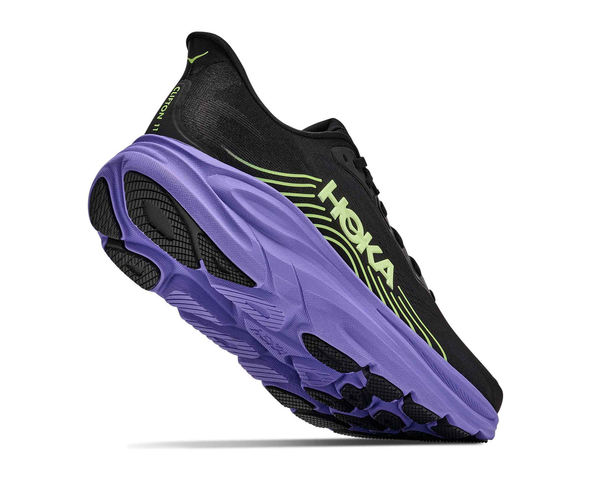 Hoka Clifton 11 Mens Shoes, Black/Neon Yuzu, photo 4 of 8