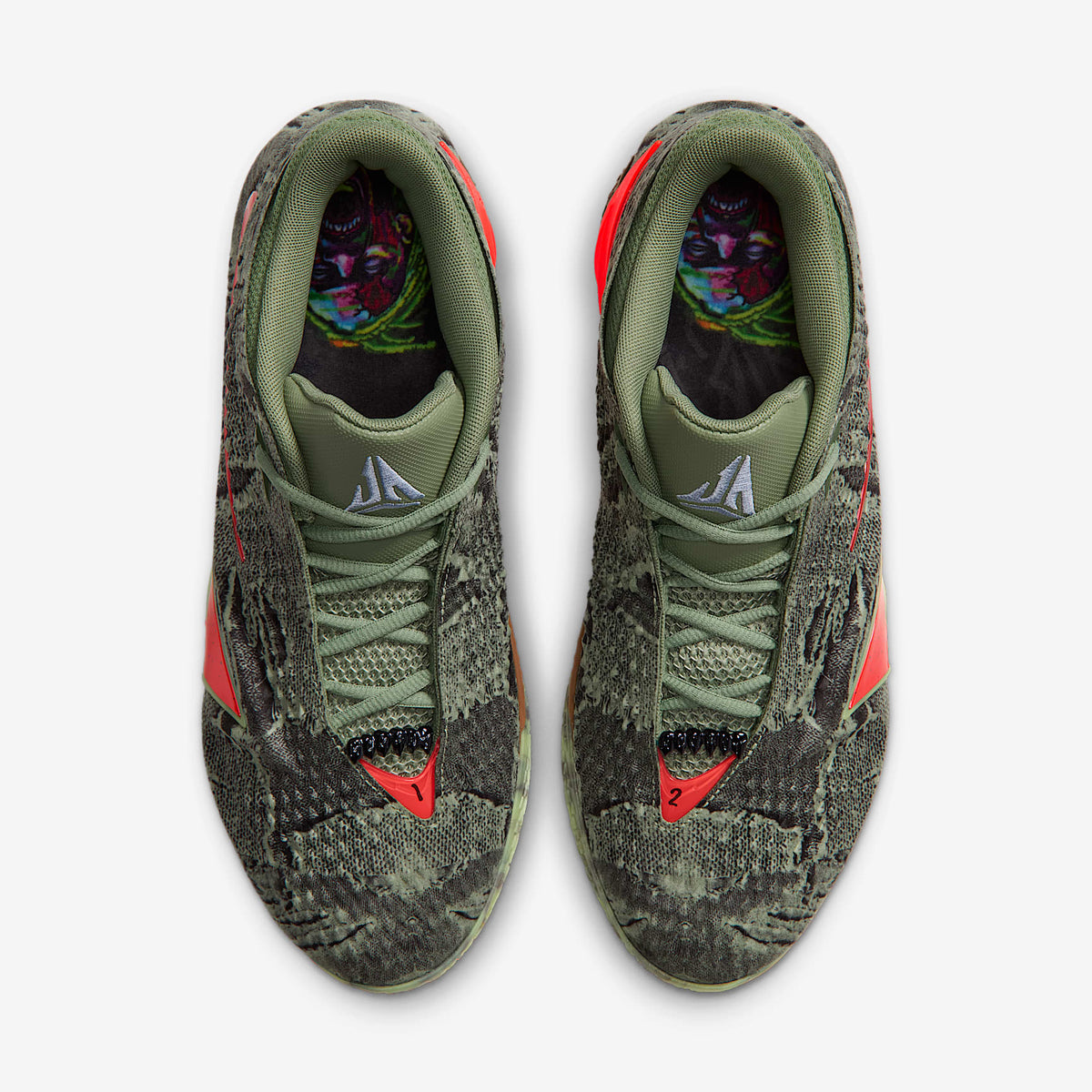 Ja 4 "Zombie" Basketball Shoes, Oil Green/Bright Crimson-Lt Lemon Twist, photo 4 of 11
